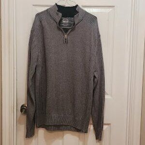 BKE Athletic Fit XL Tall Men's grey, black speckled sweater w/quarter-zip collar